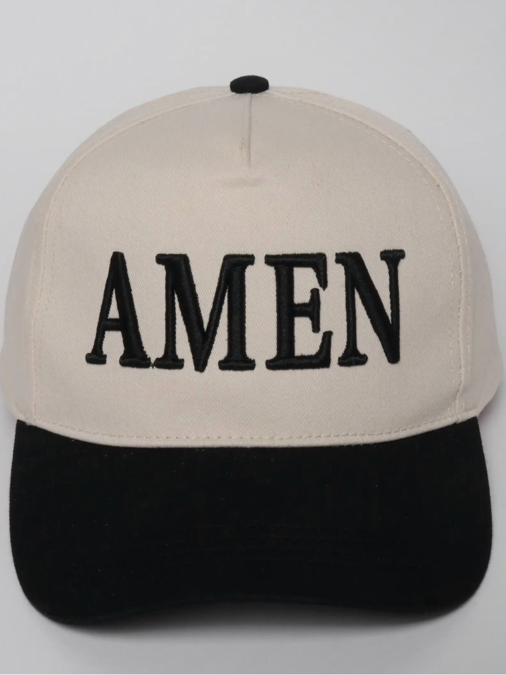Amen 3D Puff Embroidered 5 Panel Two Tone Cap